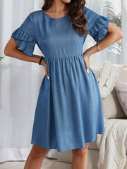 Ulrike™ | Løs Off-Shoulder Denim Kjole