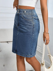 Silje™ | Komfortabel Denim Nederdel med Lommer