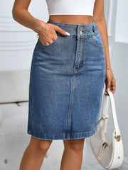 Silje™ | Komfortabel Denim Nederdel med Lommer