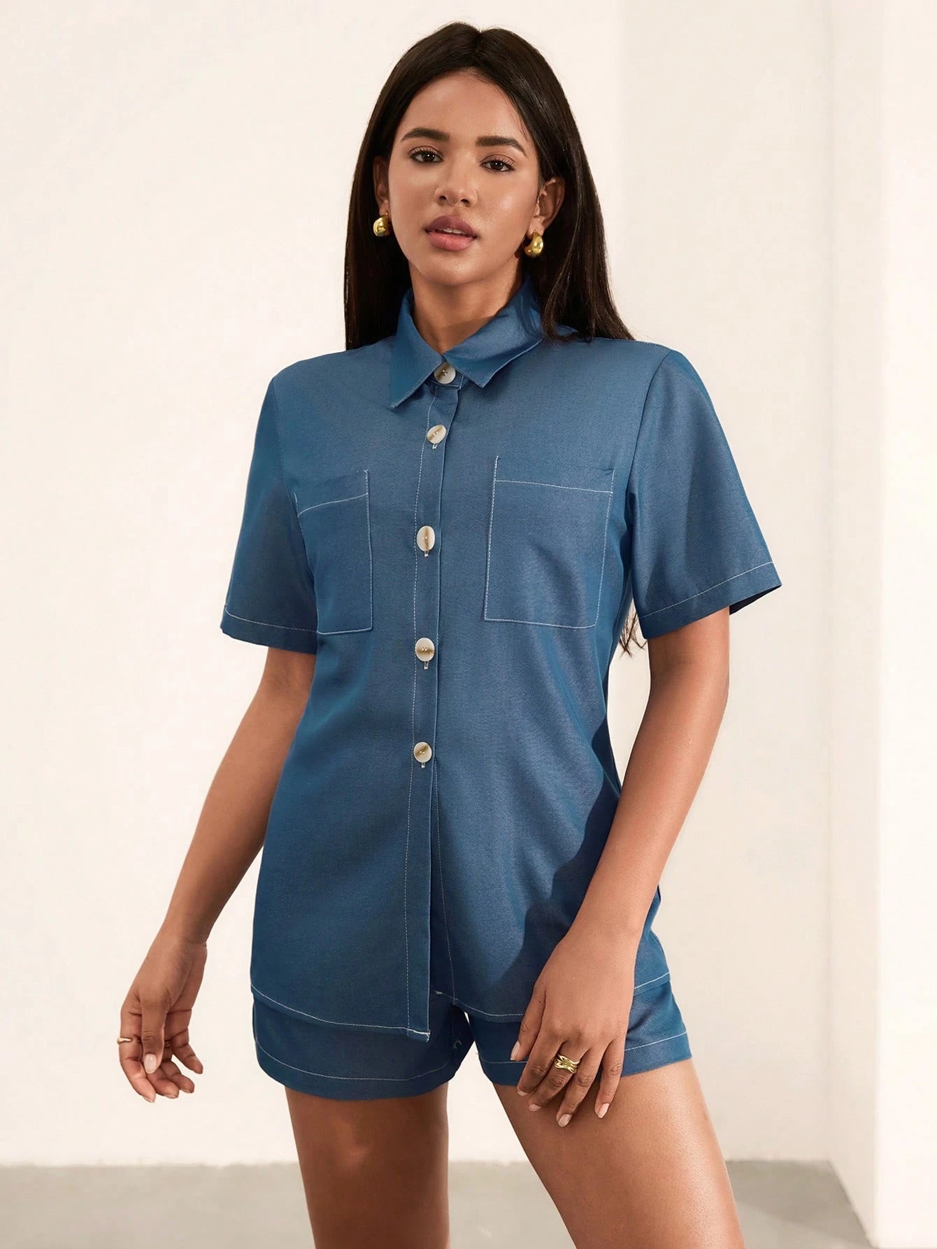 Malena™ | Minimalistisk Casual Set med Denim Look