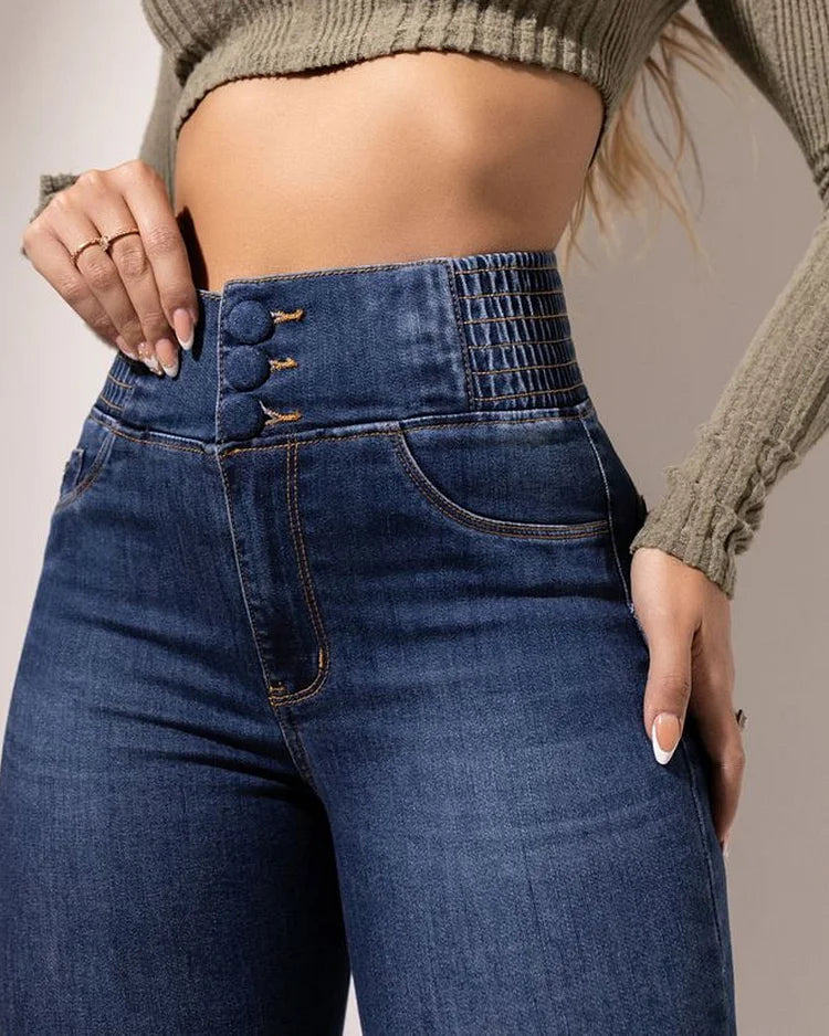 Rie™ | Elastisk Talje Flare Bell Bottom Jeans