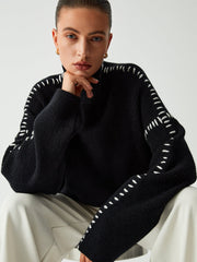Alina | Rullekravesweatshirt med syningsdetaljer