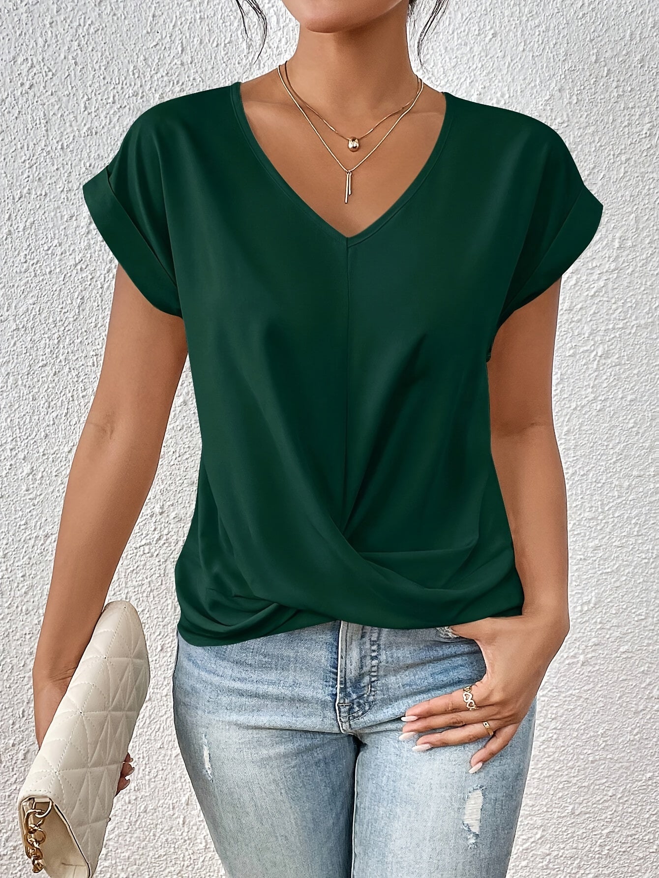 Cleo – Casual V-hals T-shirt med Ekstra Gratis Top (1+1 Gratis)