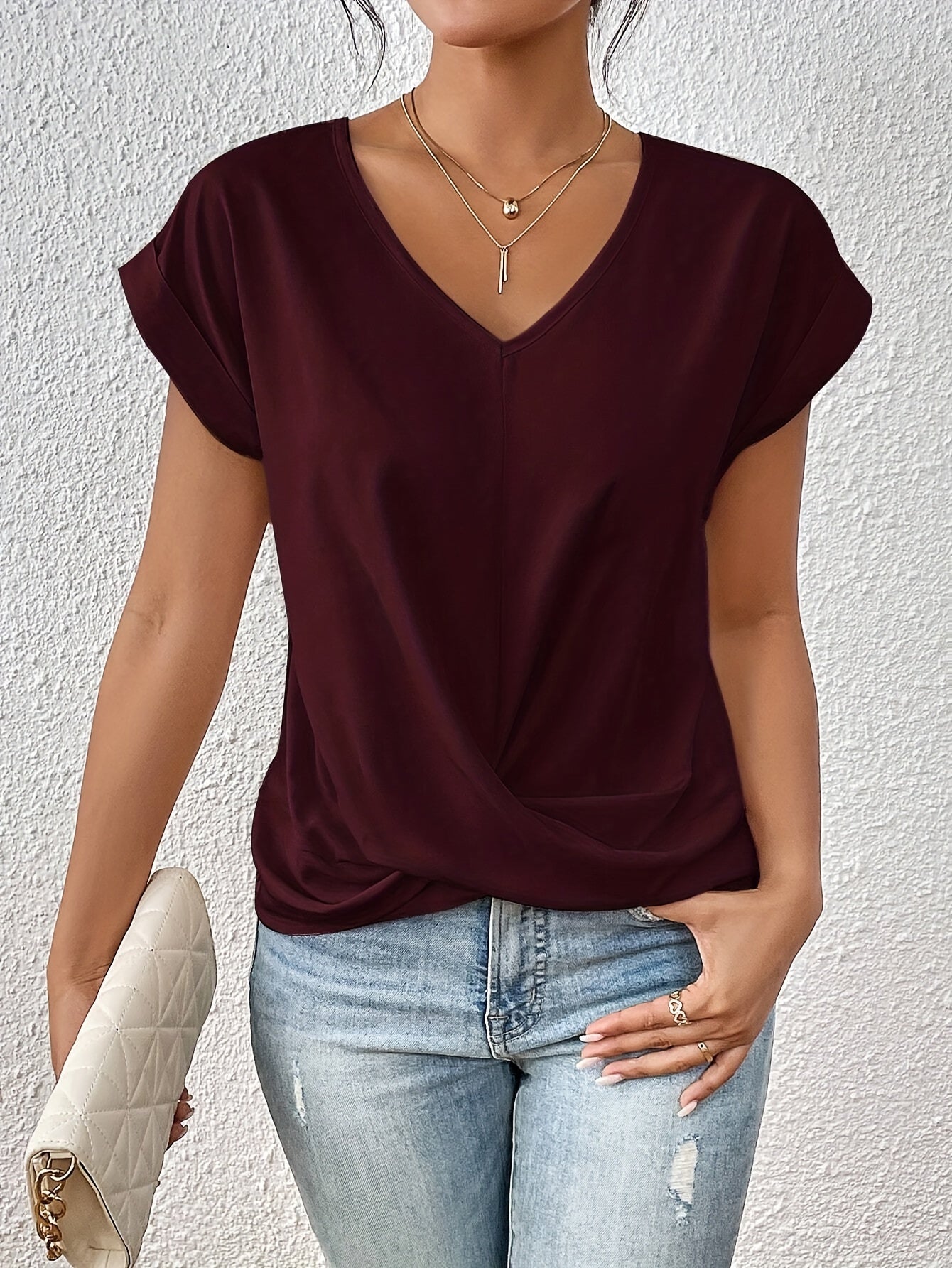 Cleo – Casual V-hals T-shirt med Ekstra Gratis Top (1+1 Gratis)
