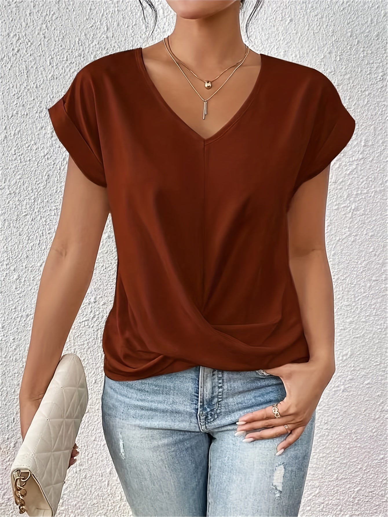 Cleo – Casual V-hals T-shirt med Ekstra Gratis Top (1+1 Gratis)